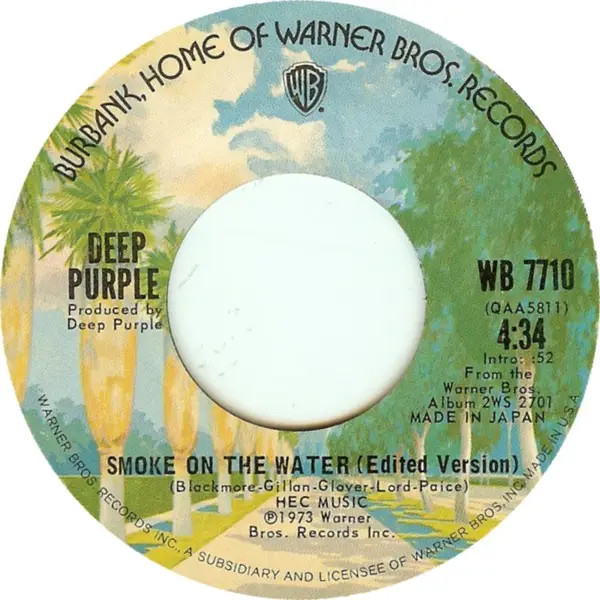 Deep Purple Smoke On The Water (Edited Version) Vinile Single 7inch Warner