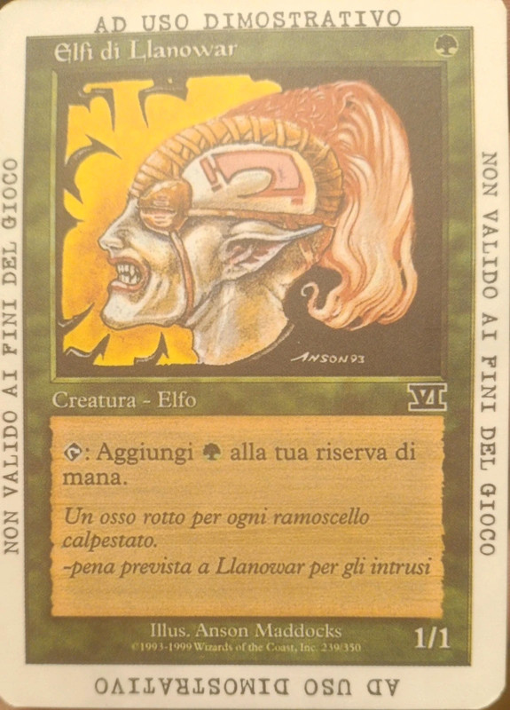 Elfo di llanowar ad uso dimostrativo molto rara