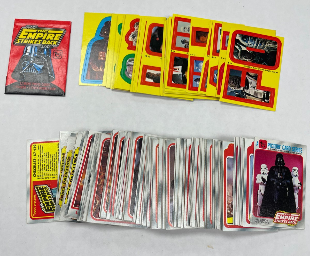 Topps Star Wars Empire Strikes Back 1980 serie 1 set completo 132 carte 33 stick
