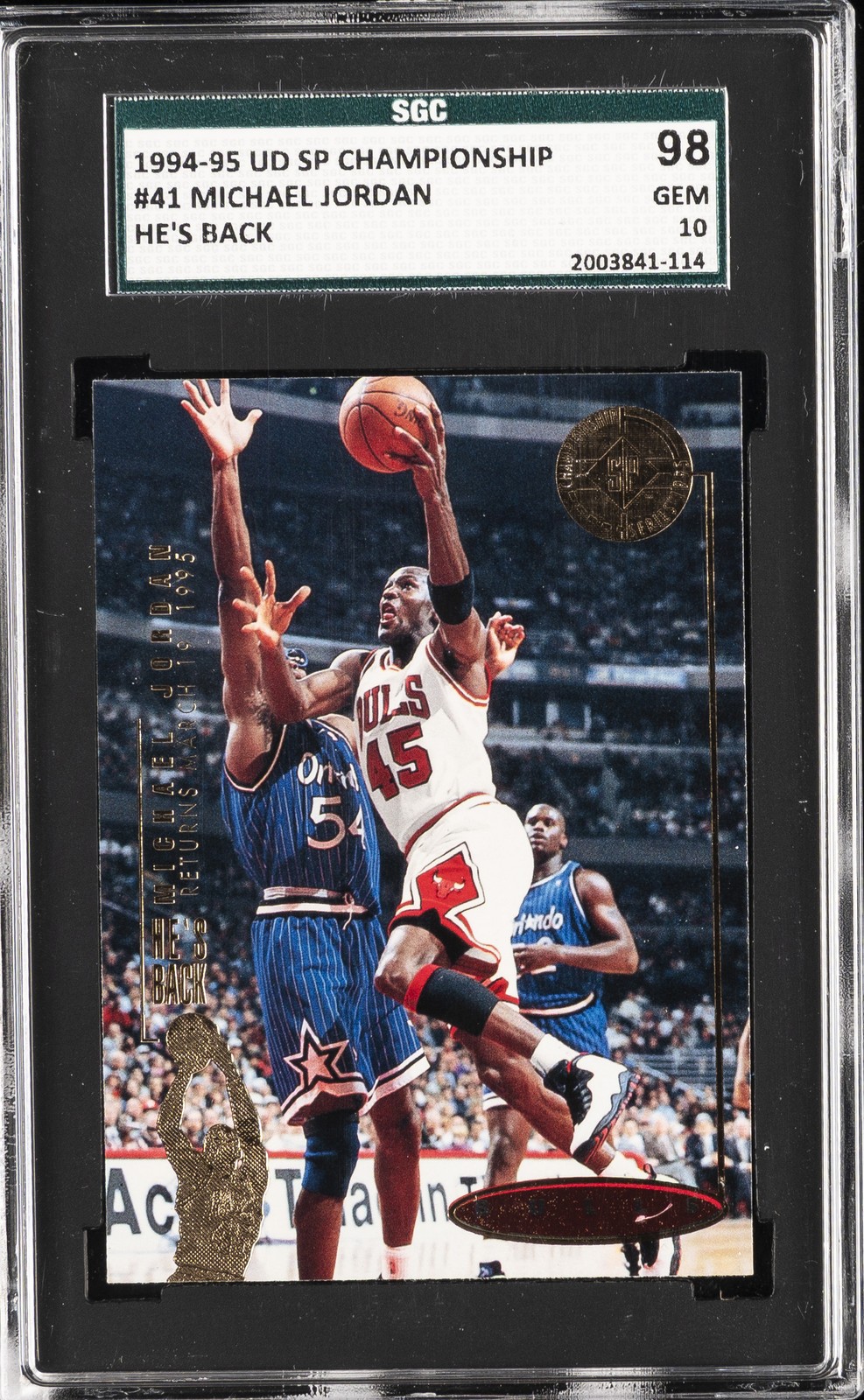 1994-95 UD SP CHAMPIONSHIP HE'S BACK #41 MICHAEL JORDAN SGC 10 GM