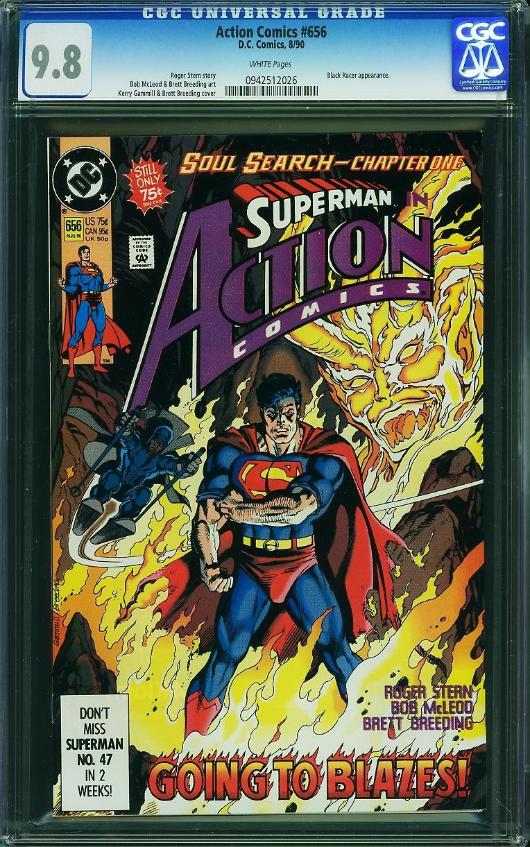 Action Comics 656 CGC 9.8 pagine bianche Black Racer Superman DC 1990