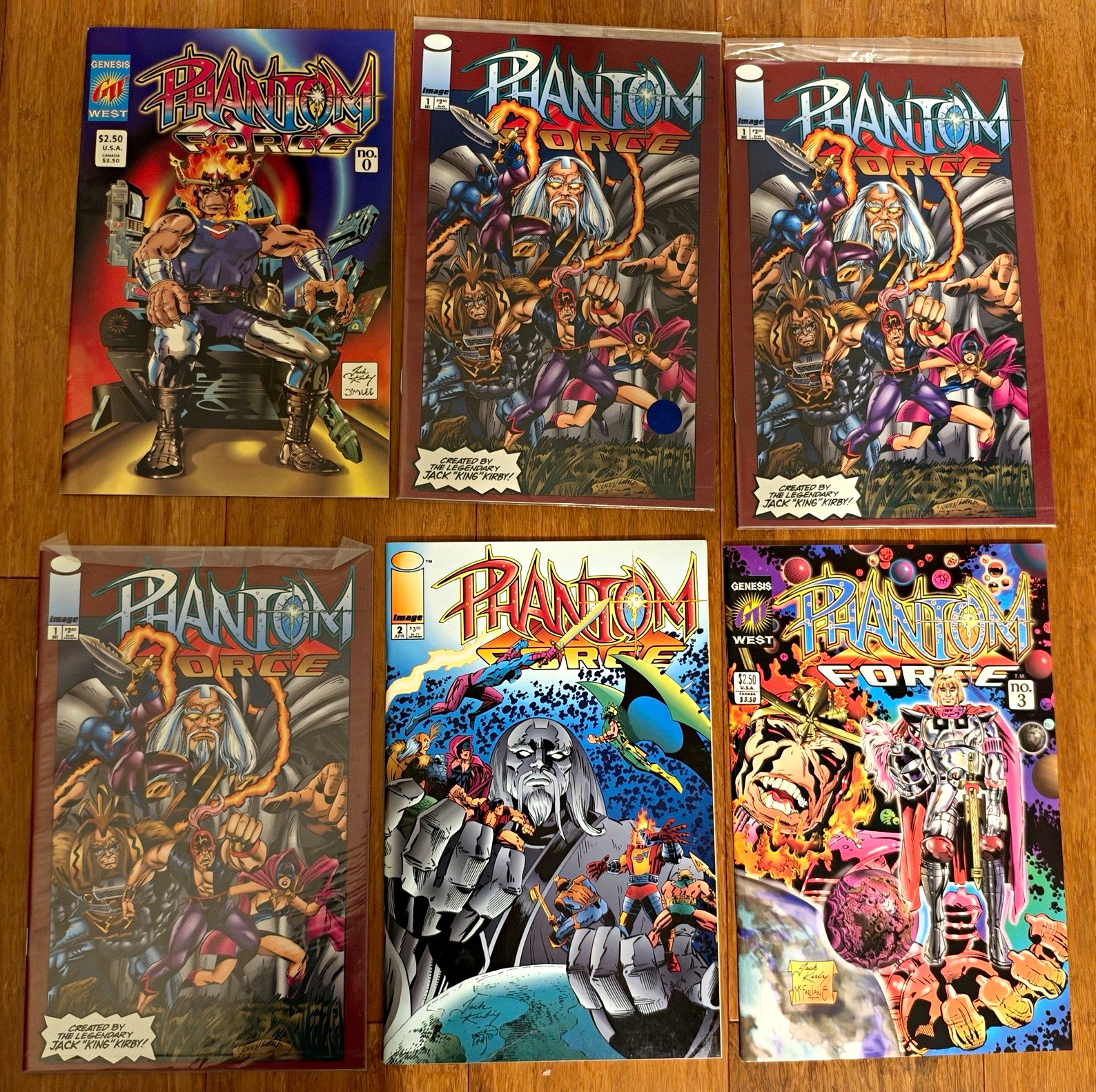 Lotto 6 fumetti Phantom Force #0 1 (3 copie) 2 3 Jack Kirby Image Genesis West
