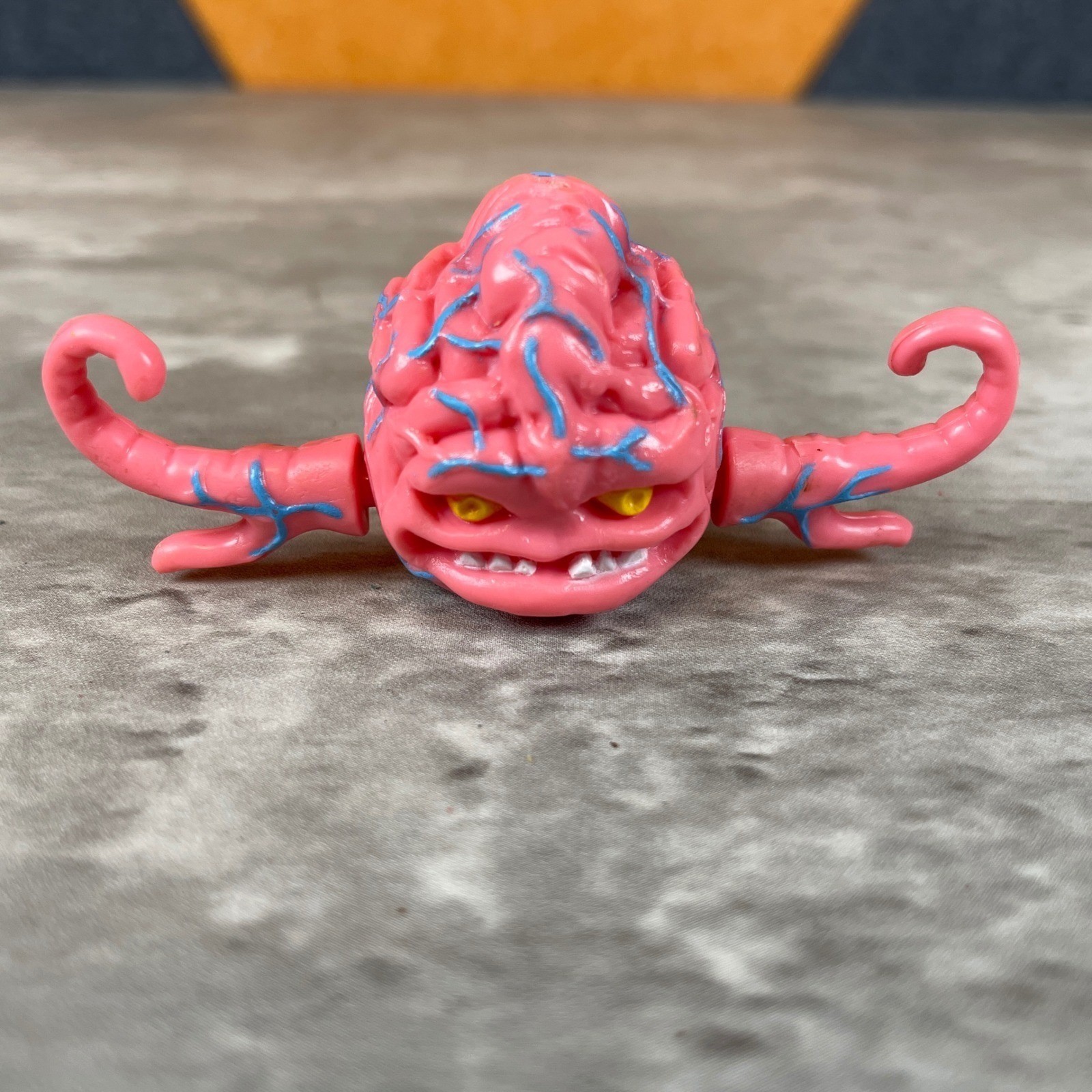 Vintage TMNT Krang Brain Figure Head Pink Blue 1989 Ninja Turtles