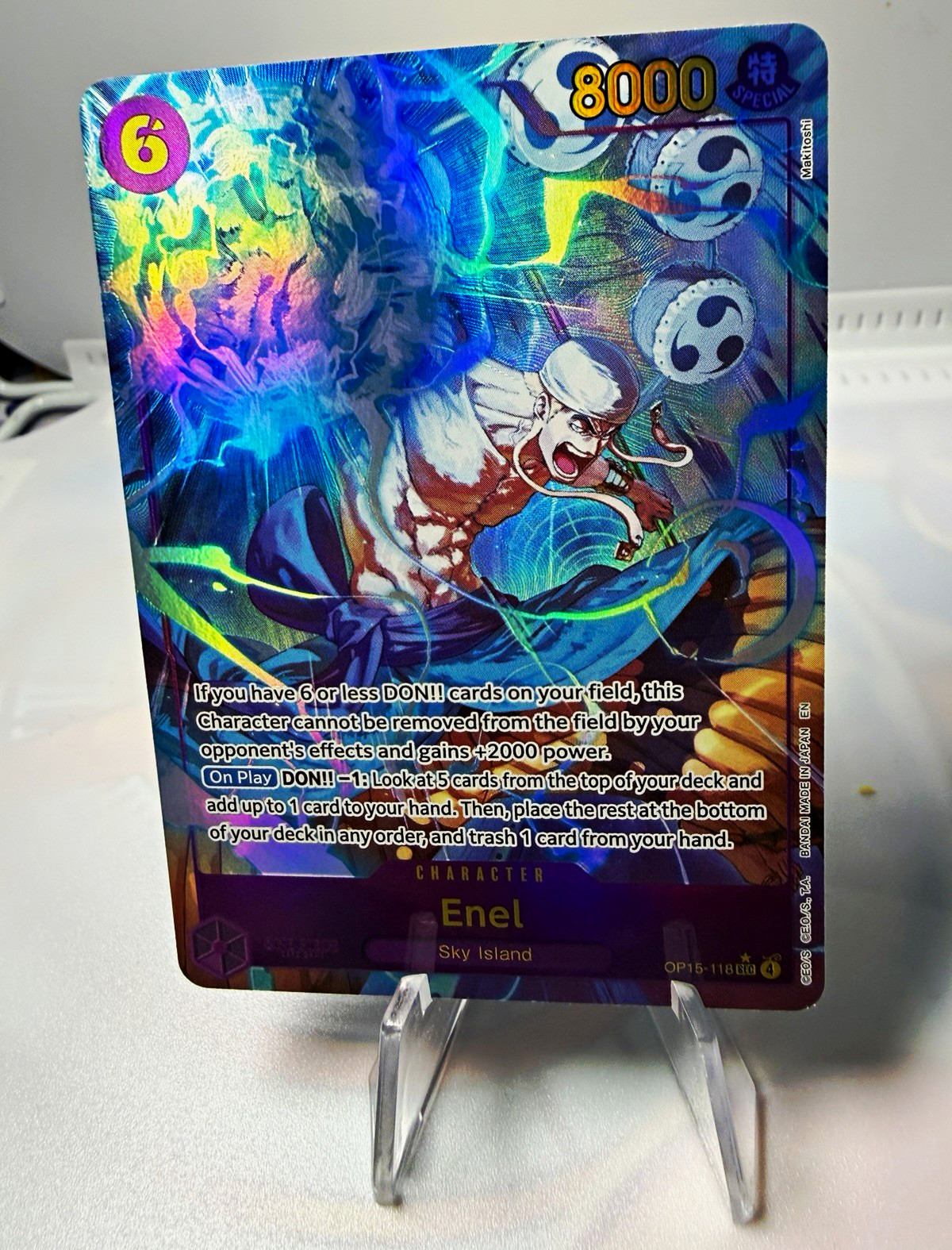 Bandai One Piece CCG Enel OP05-118 Special AA Foil ENG 8000 Power Cost 6