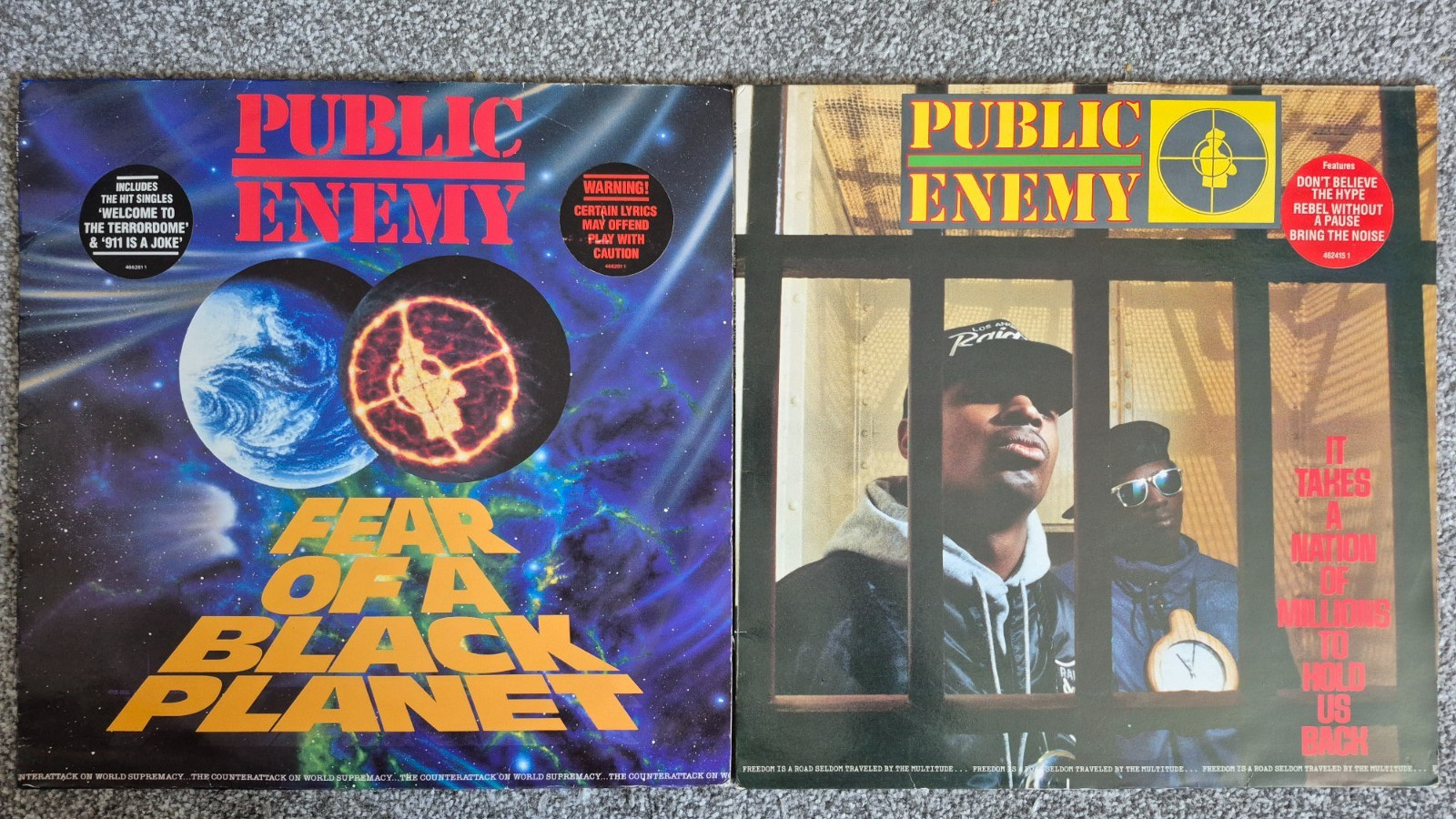 2 x Public Enemy LPs It Takes A Nation Of Millions / Fear Of Black Planet NM-NM