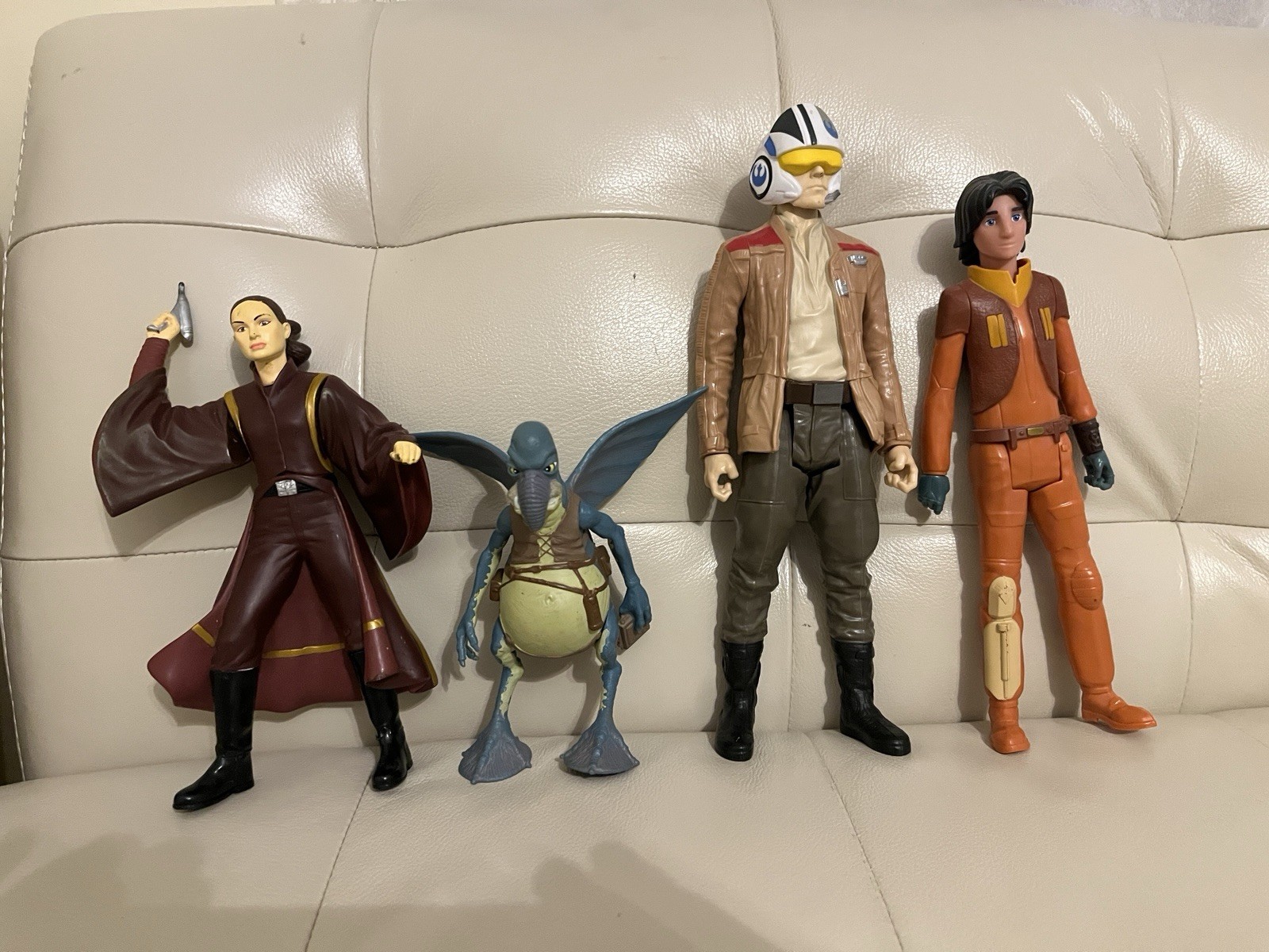 Lotto di 4 figure Star Wars 12 pollici Padme Watto PVC Poe Dameron Ezra Bridger
