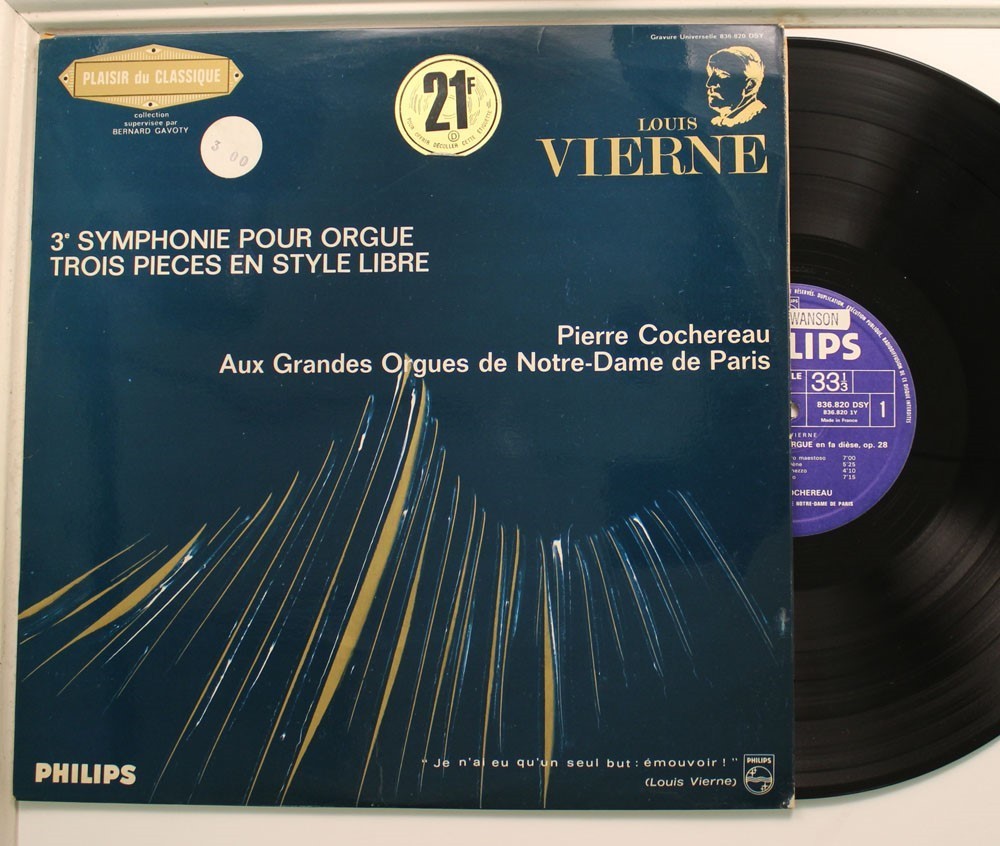 Pierre Cochereau Autografato LP Vierne: 3e Symphonie Pour Orgues