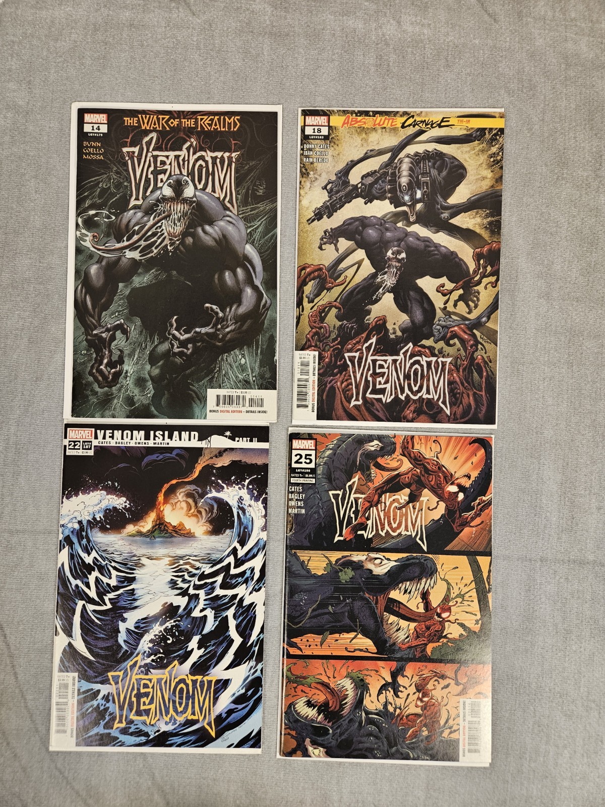 Lotto fumetti Venom Marvel #14 #18 #22 #25 Donny Cates Run Absolute Carnage