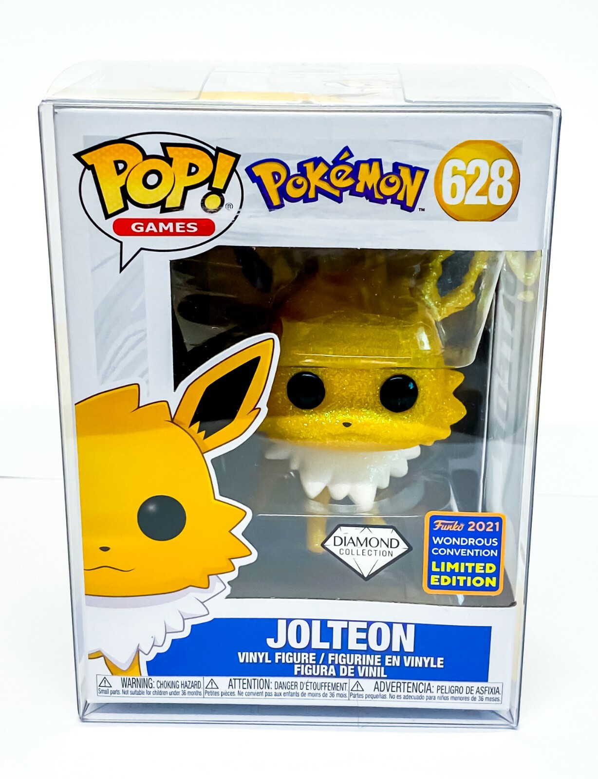 Pokemon Jolteon 628 Diamond 2021 Wondrous Con LE Funko Pop with Pop Protector 