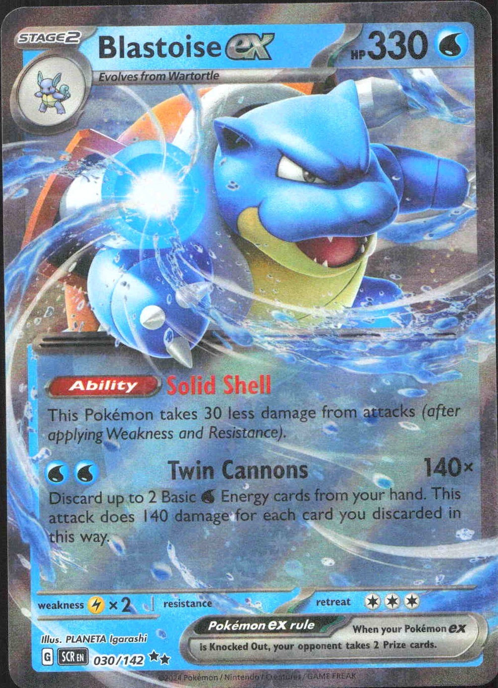 Blastoise ex 30/142 ologramma corona stellare quasi nuovo