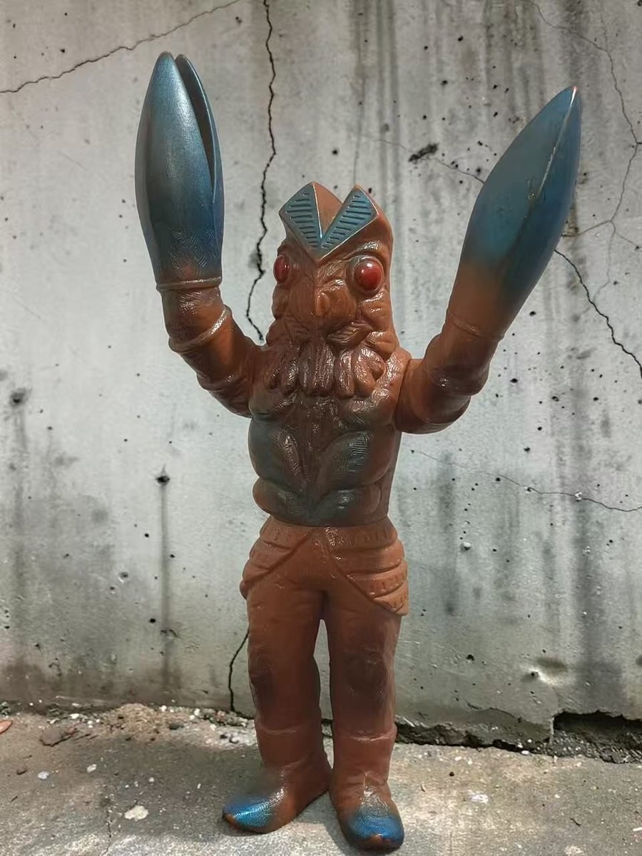 OFFERTA Popy King Zaurus Alien Baltan 16 cm Sofubi Vintage Ultraman Giappone Danneggiato