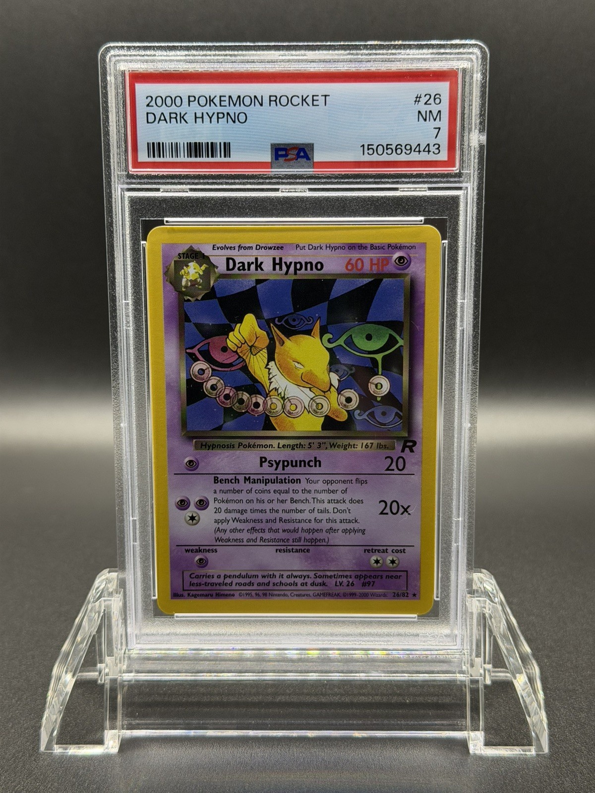 POKEMON | ROCKET UNLIMITED 2000 | #26 DARK HYPNO (NON-HOLO) | PSA 7
