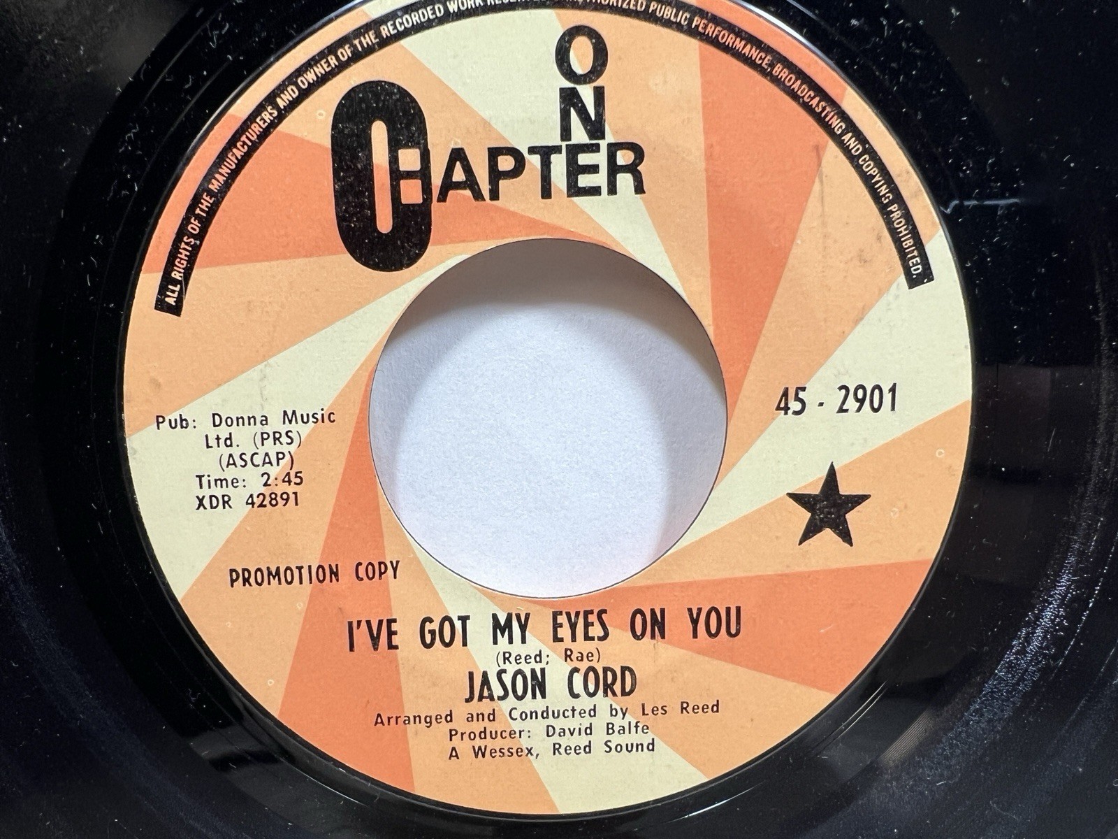 Jason Cord - I've Got My Eyes on You / I Can't Take No More 45-2901 Promo 1968
