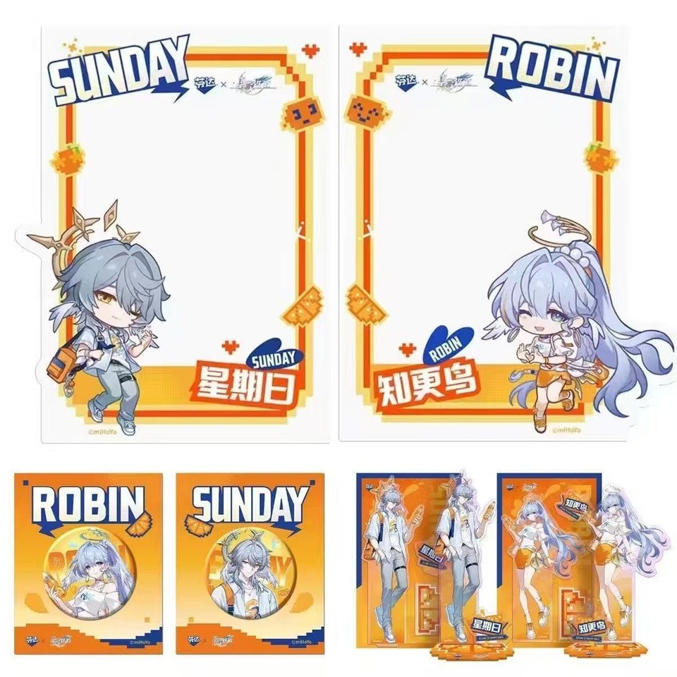2 Pcs‌/set Honkai: Star Rail Sunday Robin Acrylic Stand Badge Clear Card