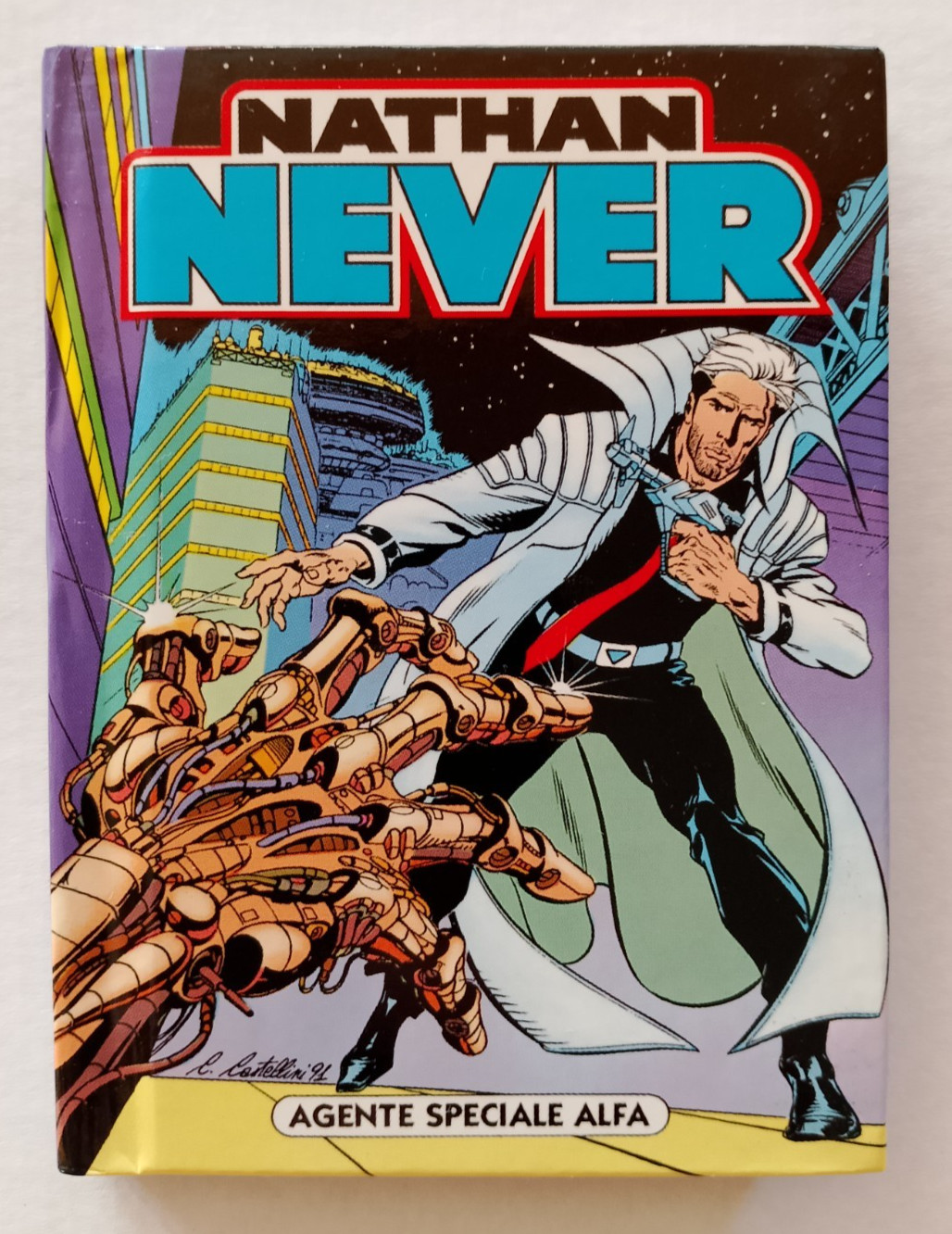 NATHAN NEVER  nr. 1 ristampa minifumetto cartonato cm. 8x10,5   2009 LO SCARABEO