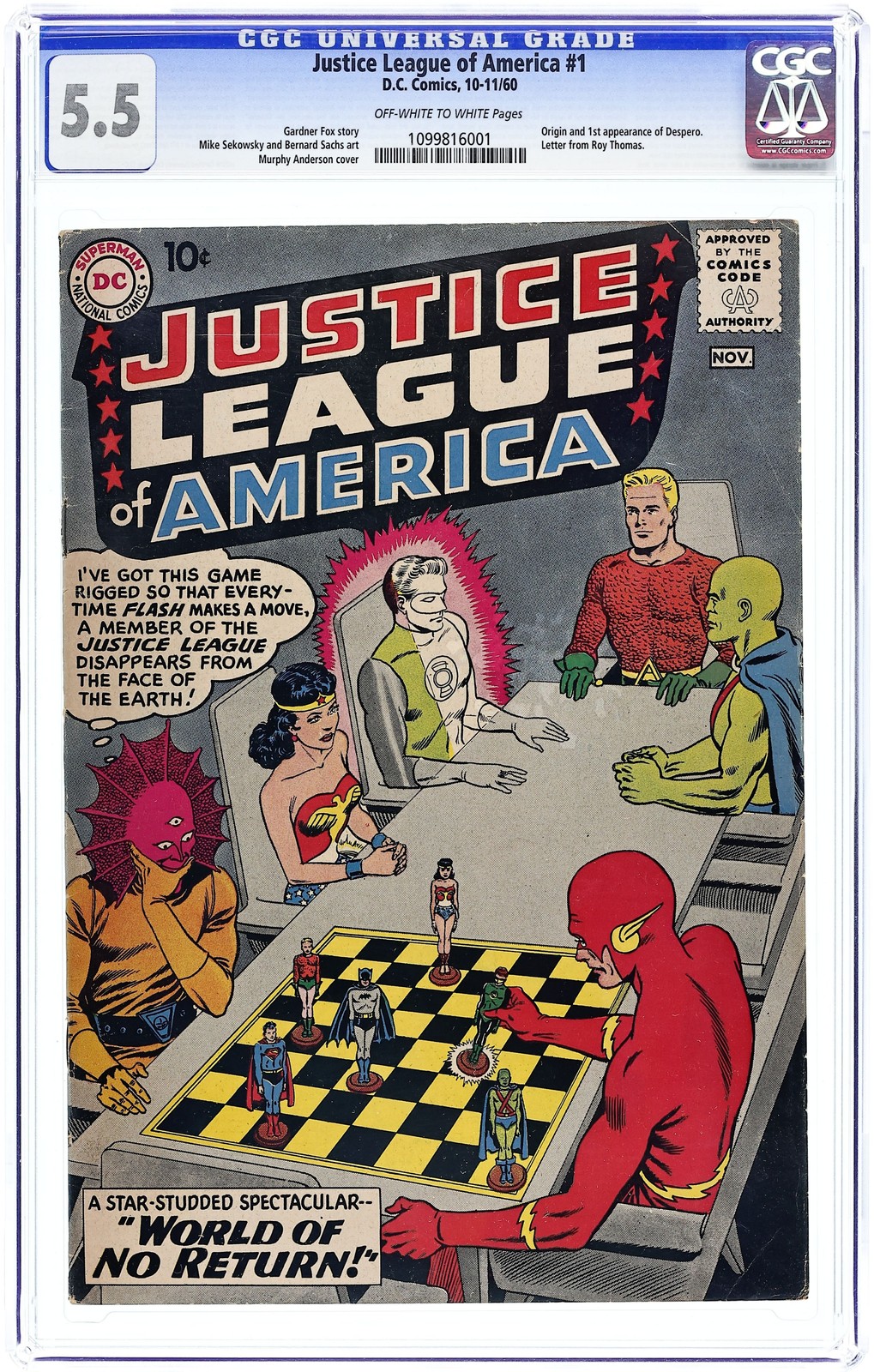 Justice League of America #1 CGC 5.5 1960 1099816001 1° App. e origine Despero