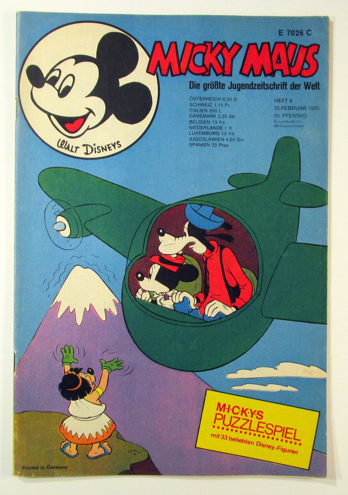Topolino 1970 fascicolo 8 del 21 febbraio 1970 Walt Disney originale casa editrice Ehapa