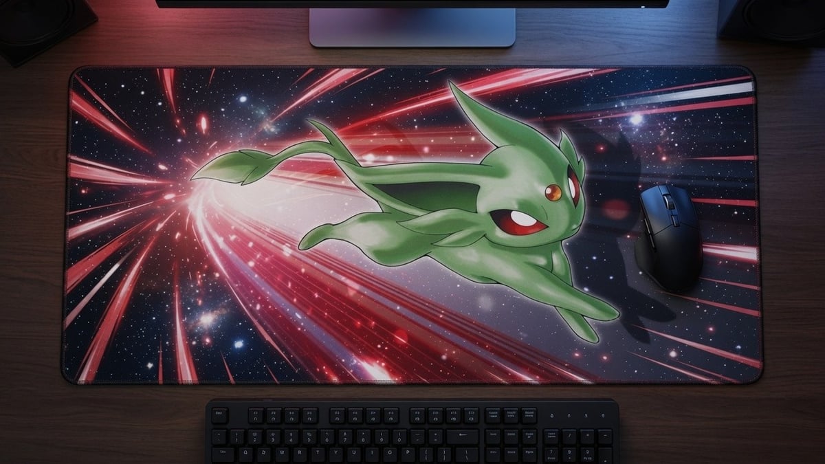 Tappetino mouse Shiny Espeon Gold Star Art personalizzato dimensioni standard Pokemon TCG
