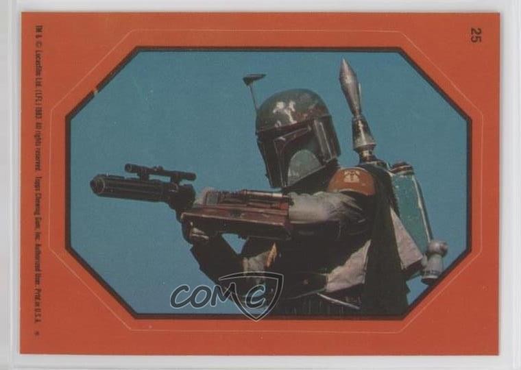 1983 Topps Star Wars: ROTJ Stickers Boba Fett (Orange) #25 2k3