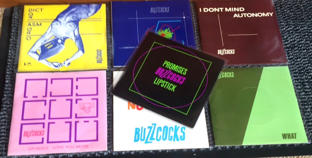 x7 7" SINGLES BY THE BUZZCOCKS - Inc: Orgasm Addict/I Don't Mind/What Do I Get