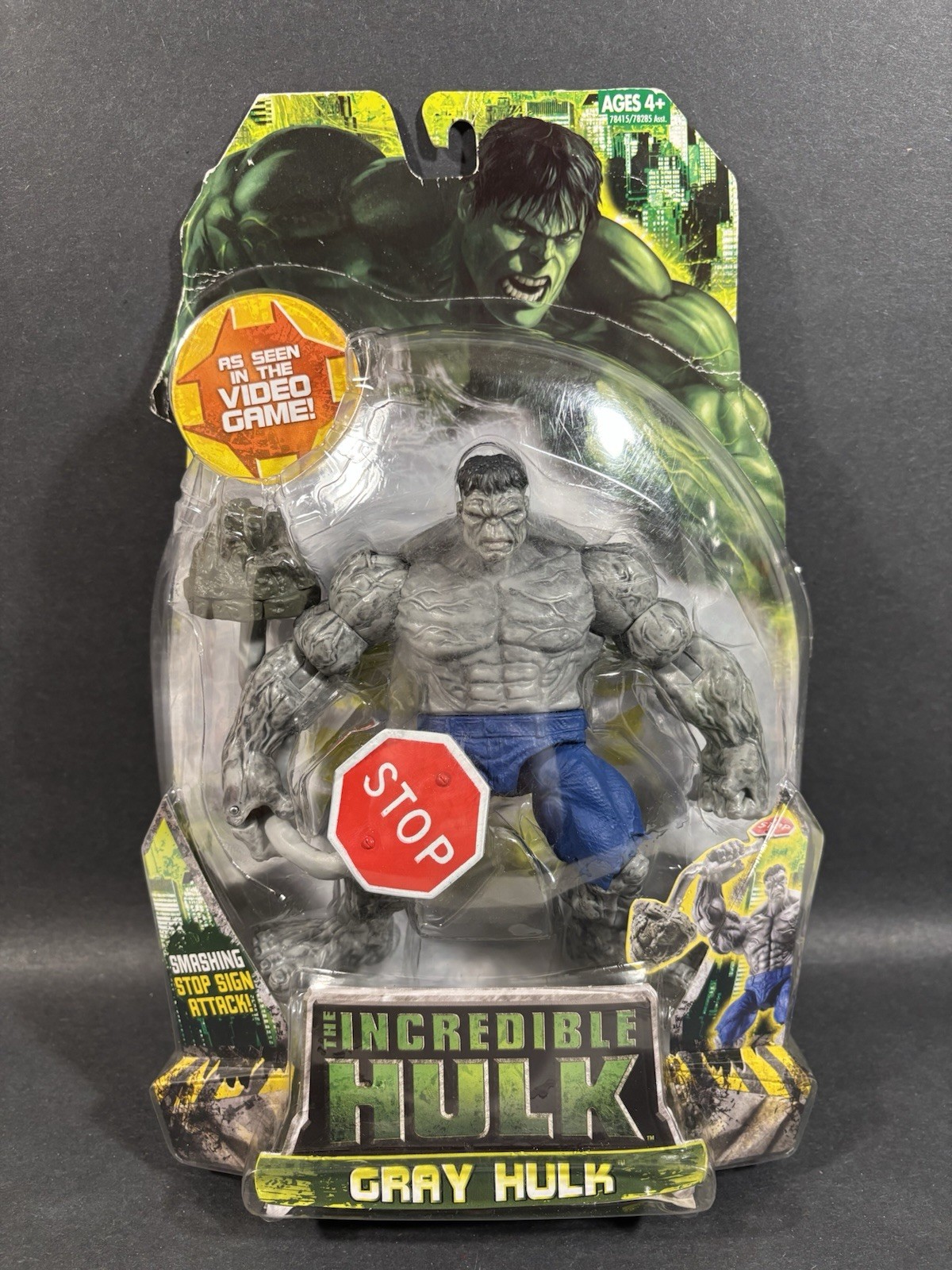 2008 MARVEL THE INCREADIBLE HULK VIDEOGIOCO GREY HULK FIGURA SCALA 6” STOP SIGN