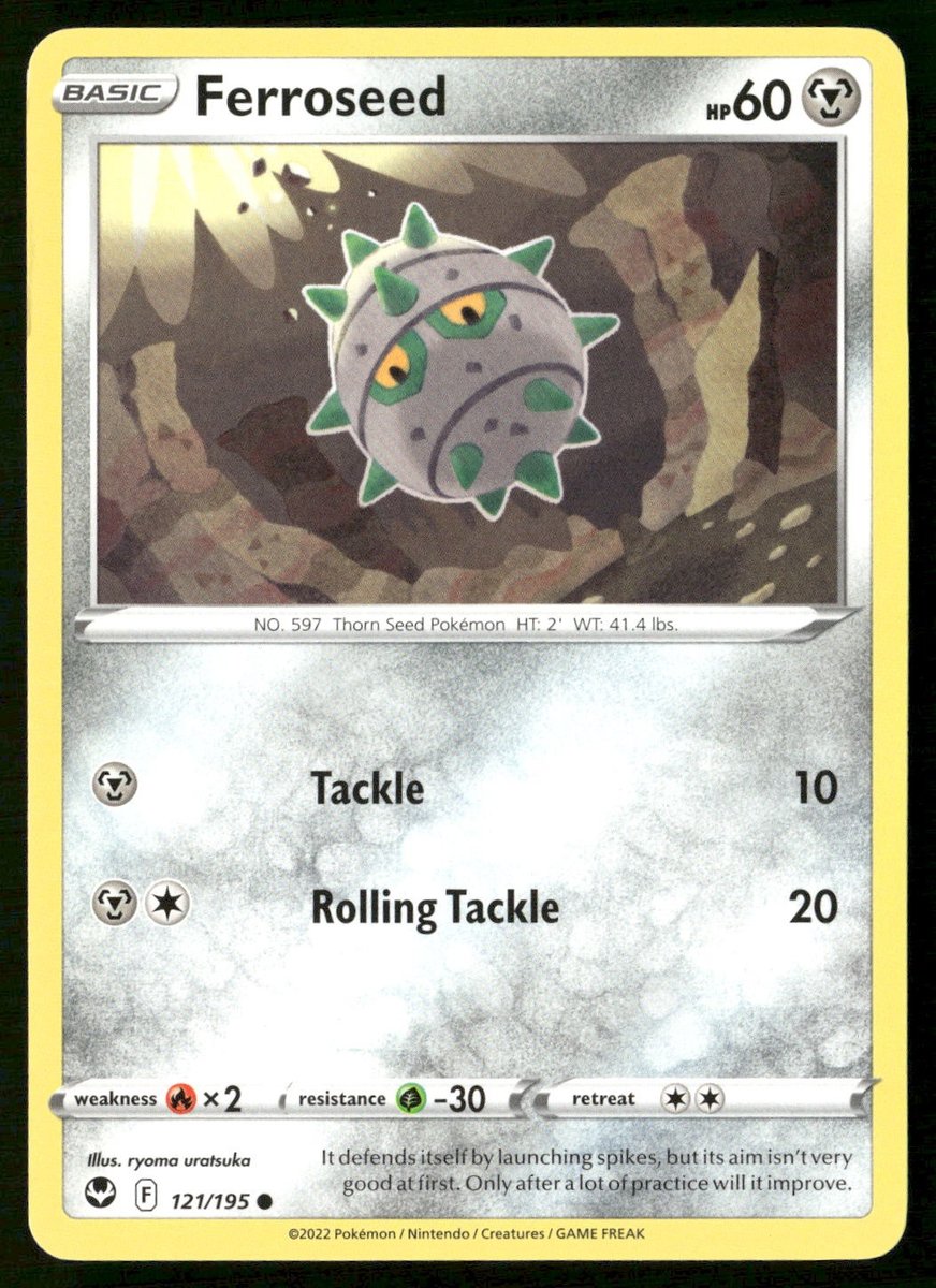 Ferroseed 121/195 Common Silver Tempest Pokemon Lightly Played