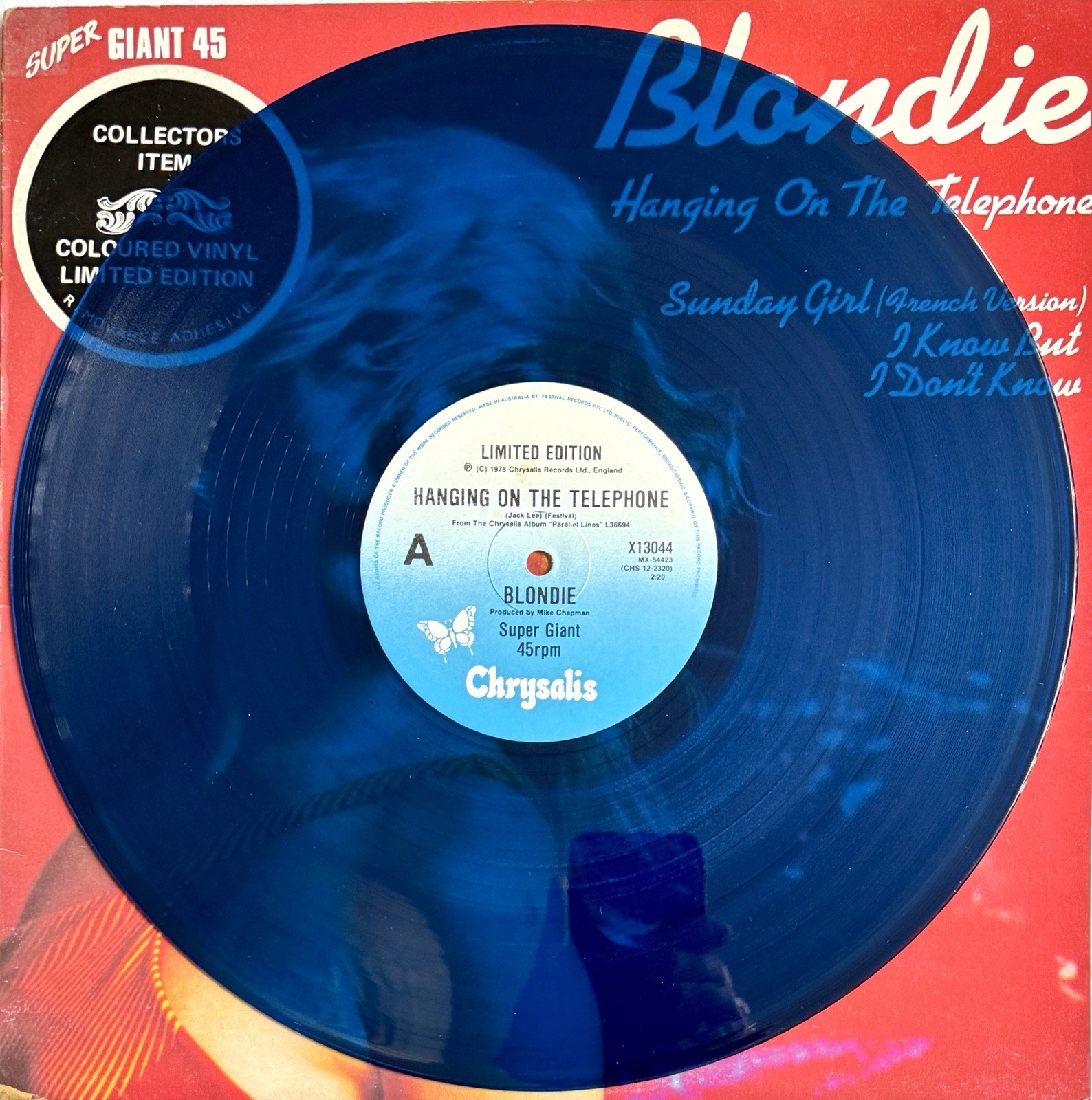 BLONDIE -Hanging On The Telephone- Very Rare Australian Blue Vinyl 12”(Vinyl)