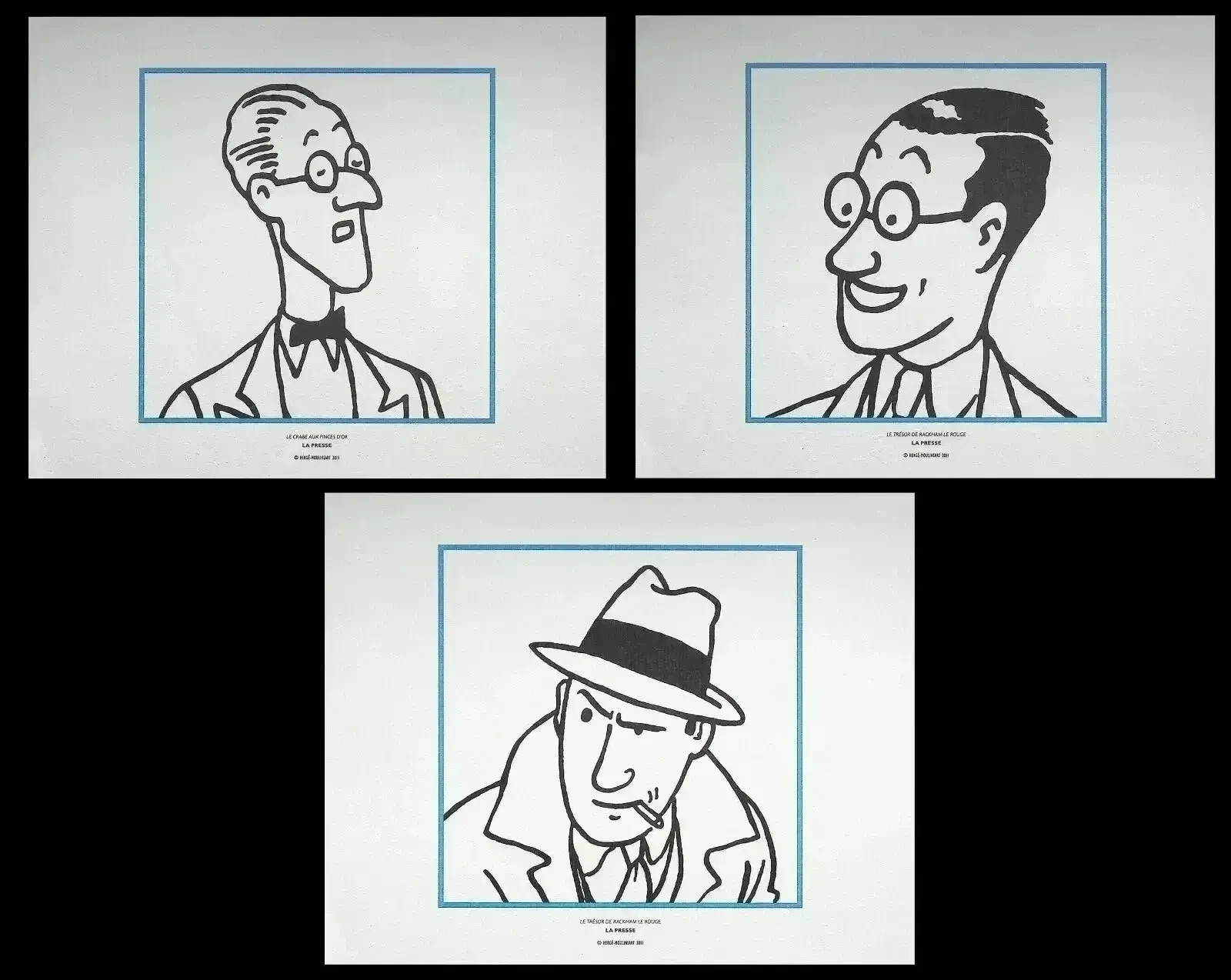 HERGE : TINTIN La Presse, 3 Lithographies Ex Libris, 2011