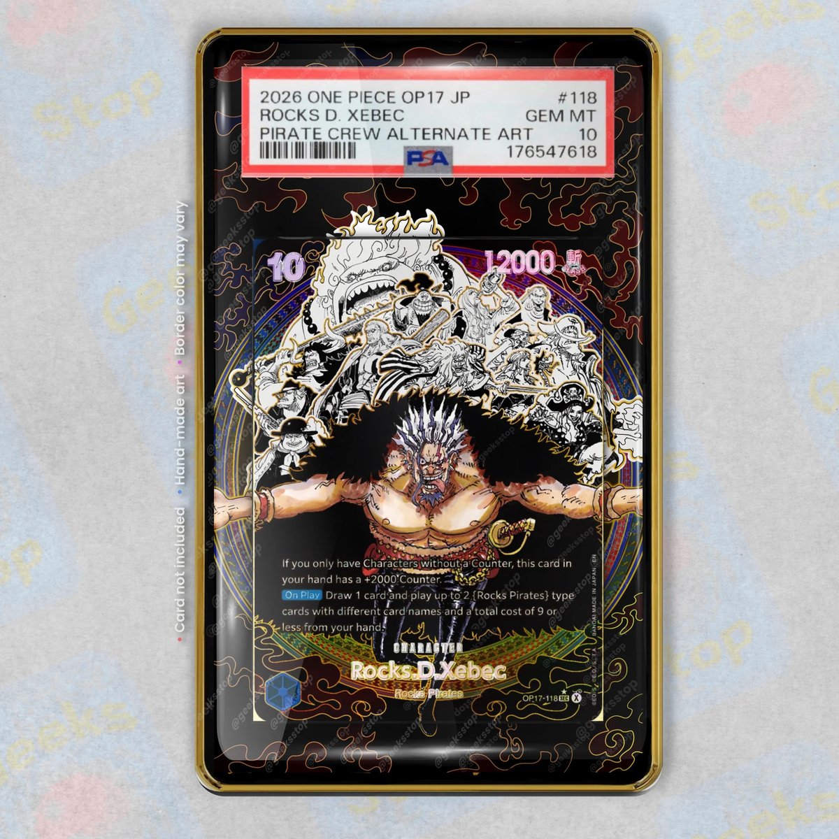 Rocks Pirate Crew Alt OP17 Estesa Espositore Arte per PSA TAG Beckett Graded