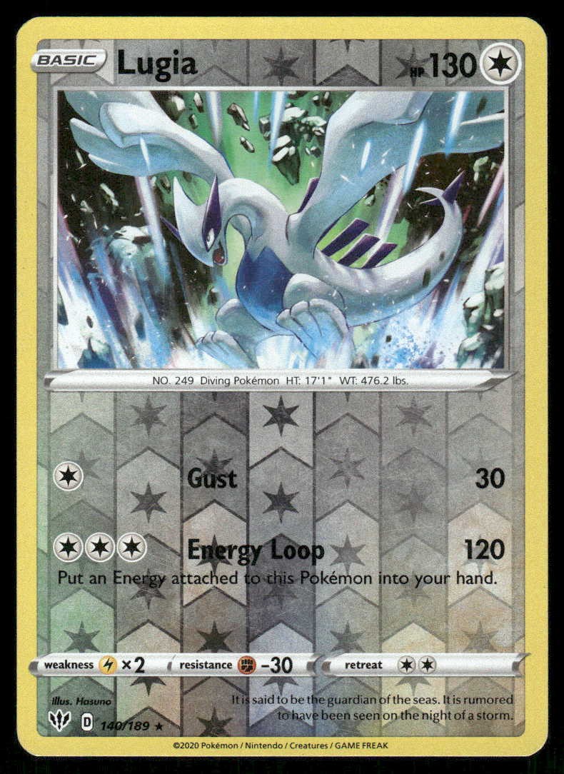 POKEMON LUGIA DARKNESS ABLAZE 140/189 REVERSE HOLO R LP