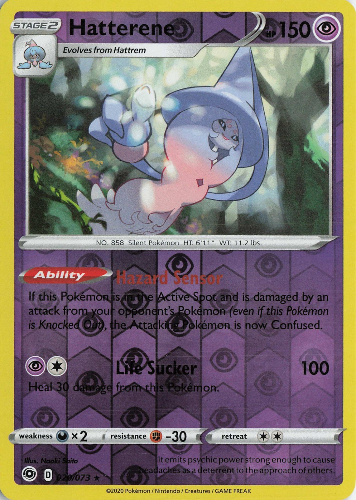 Hatterene Reverse Holo Holo Raro LP 20/73 Naoki Saito