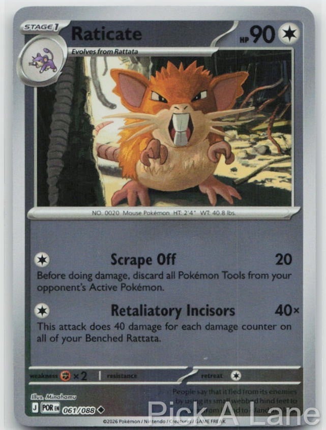 Raticate 061/088 Uncommon Perfect Order Pokemon Reverse Holo Near Mint