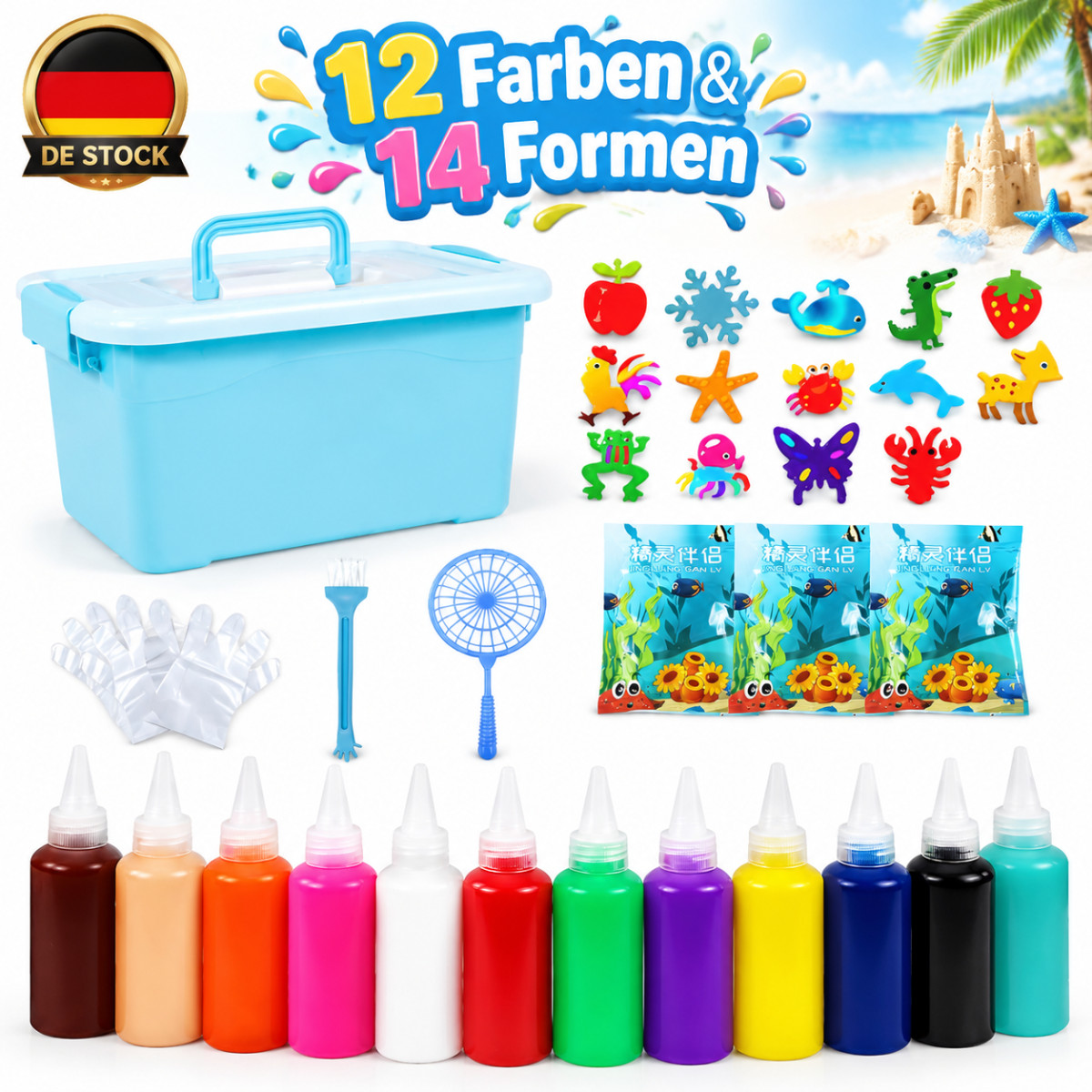 Kit Elfo Acqua Magic Water Elf Set 14 Stampi 12 Bottiglie Polvere Magica Fai da Te