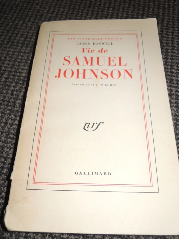 Vie de samuel johnson James Boswell  gallimard