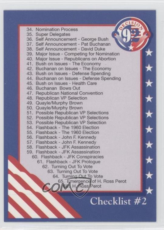 1992 Wild Card Decision '92 Checklist #2 #99 0b6