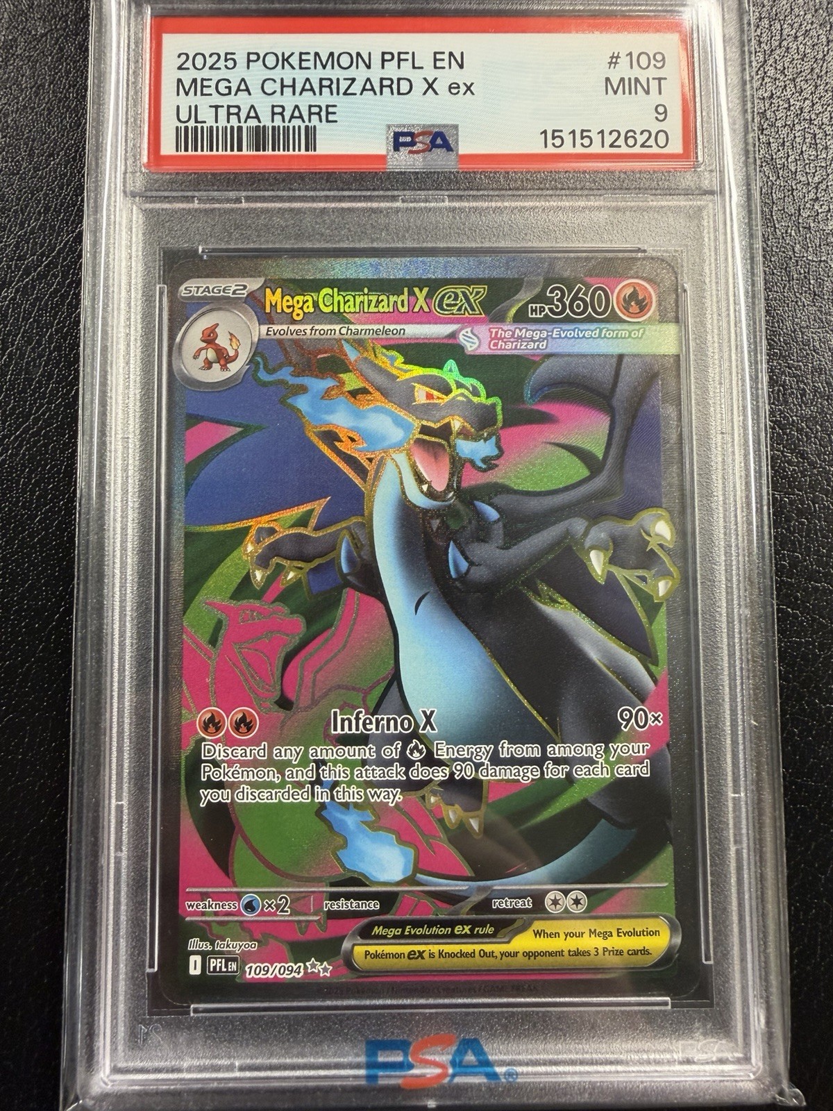 Mega Charizard X ex 109/094 Me02: Fiamme Fantastiche Holo PSA 9