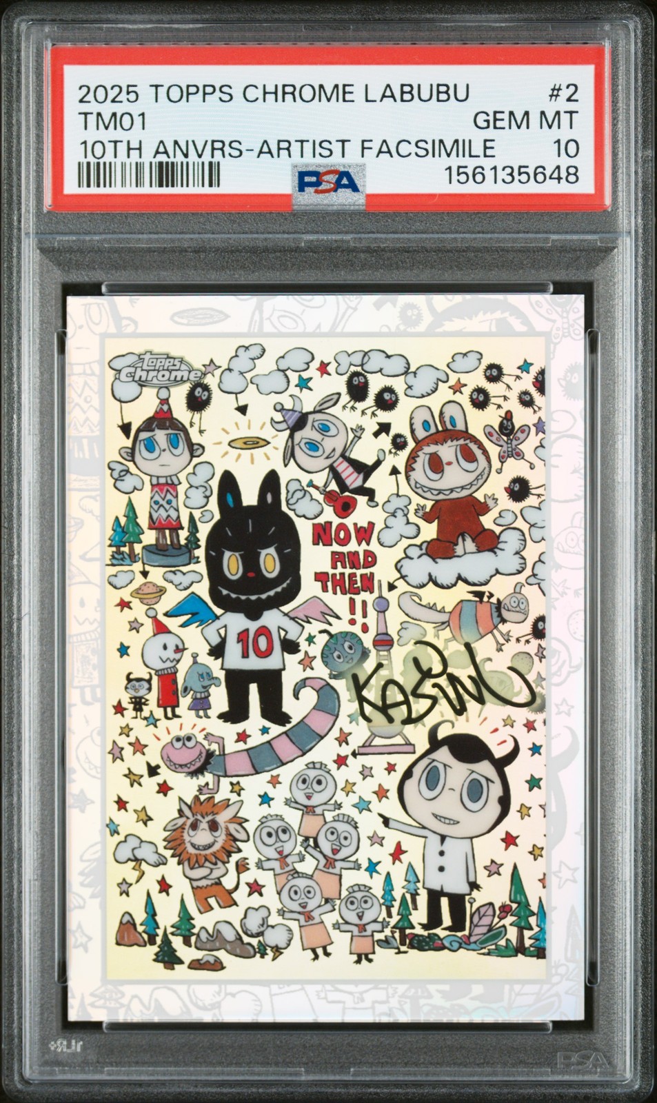 2025 TOPPS CHROME LABUBU 10° ANNIVERSARIO ARTISTA FACSIMILE #2 TM01 PSA 10