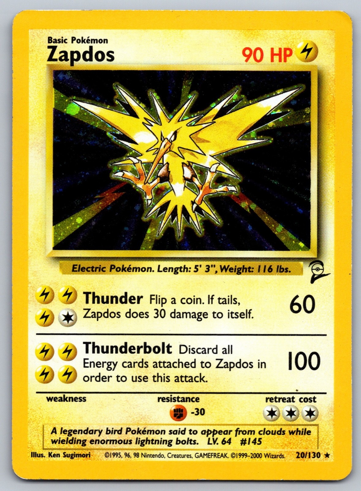 Zapdos Holo Rare Base Set 2 020/130 DMG