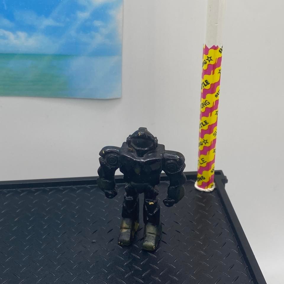 SOMA Sonic Rangers Vintage 1994 Black Robot Warrior Mini Figure 2" Giocattolo