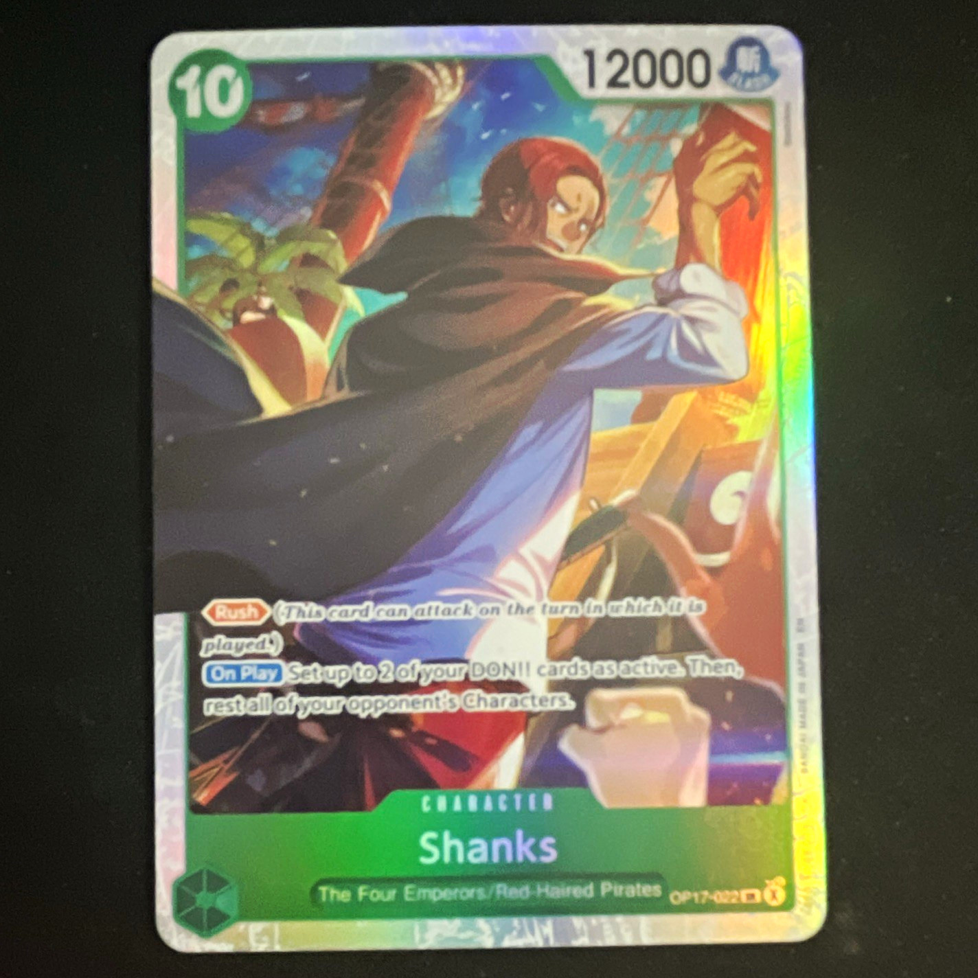 Bandai Shanks Character Foil OP17-022 Rush 12000 Power Cost 10 (EN)