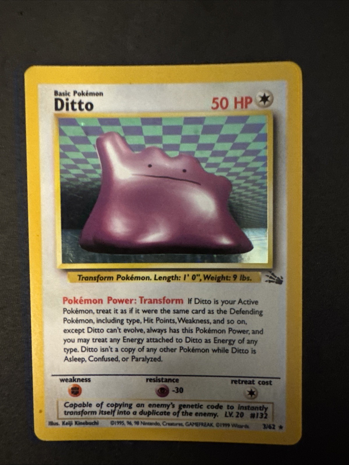 Pokémon TCG Ditto Fossil 3/62 Holo 1999-2000 LP