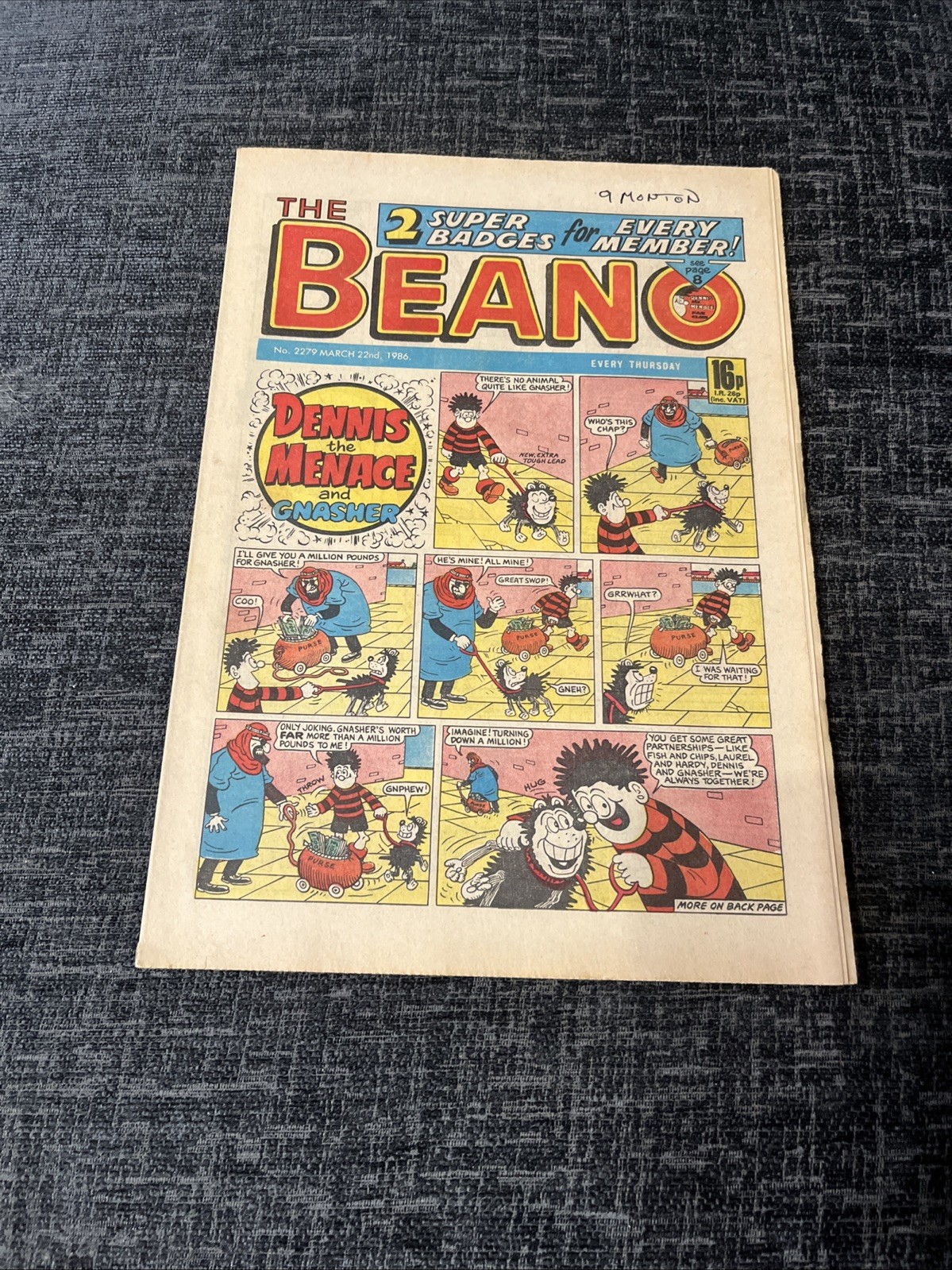 Beano Comic - #2279 - 22 March 1986 - Gnasher goes missing