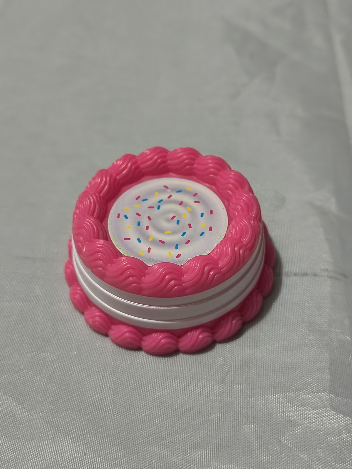 Barbie Or Miniature Plastic Toy Pink And White Cake Replacement Piece My Little