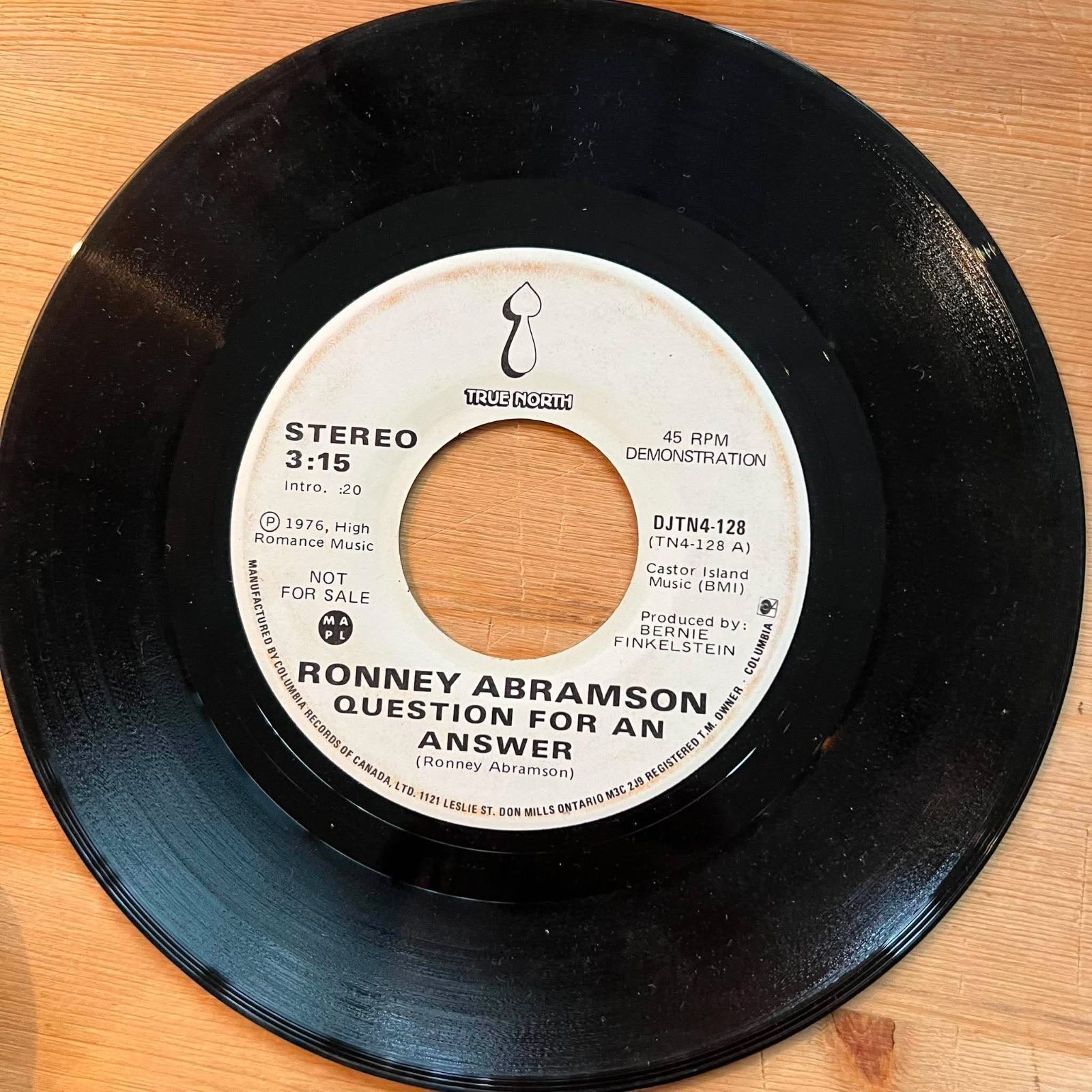Ronney Abramson - Question for an Answer 45rpm VG+ R11