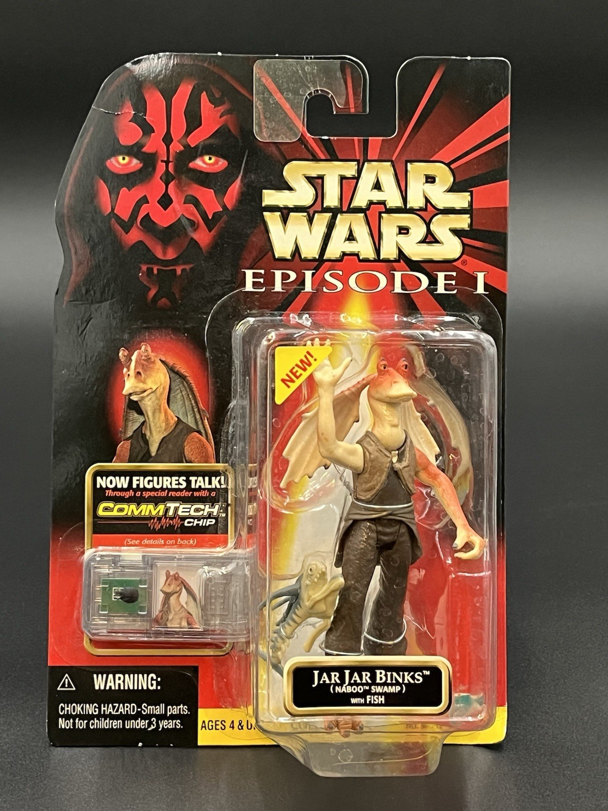 Star Wars Episodio 1 Jar Jar Binks Naboo Swamp con figura chip Commtech NUOVO (#3)