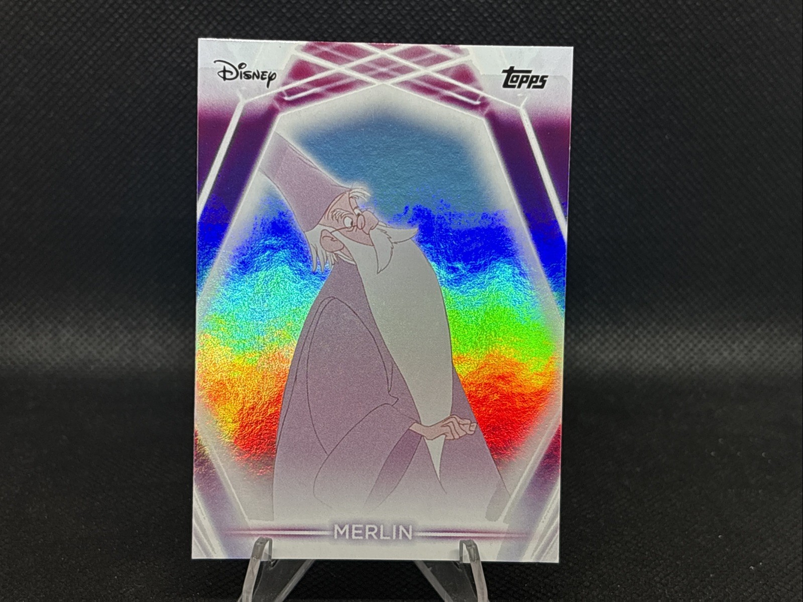 2026 Topps Disney Neon Merlin Rainbow Foil #145 The Sword in Stone