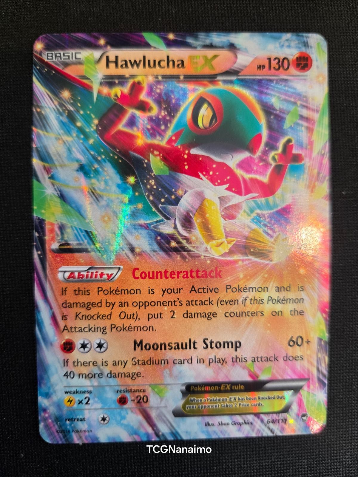 Hawlucha EX 64/111 Holo Ultra Rare Furious Fists Pokemon LP