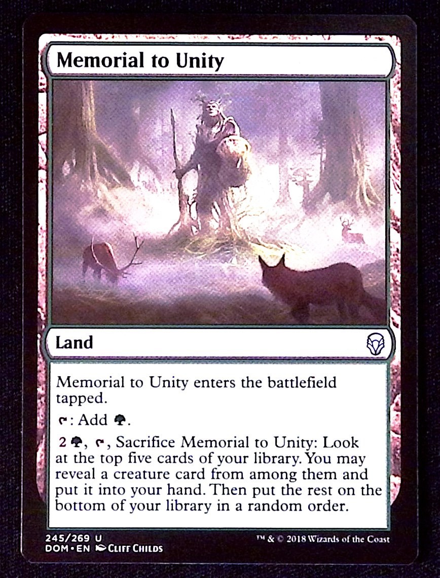 Memorial to Unity Magic the Gathering Dominaria Land Non Comune