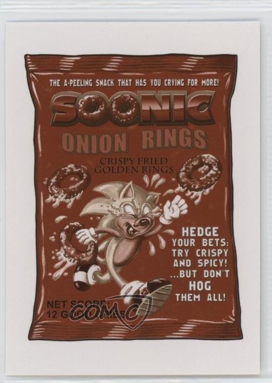 2017 Wacky Packages 50th Anniversary Crazy Apps Sepia Soonic Onion Rings #7 8nf