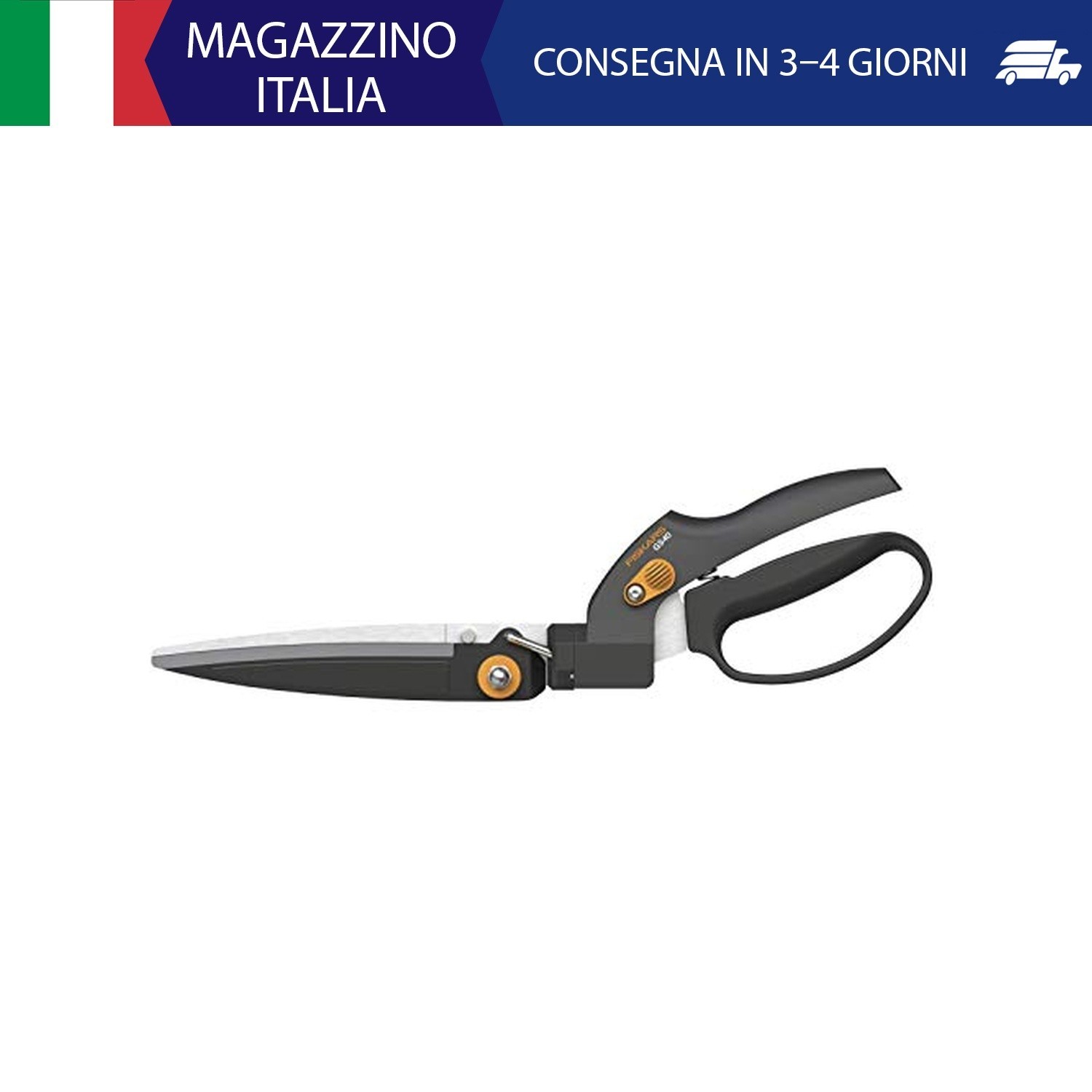 Fiskars Cesoie per Erba GS40, Angolo di Taglio Regolabile (180°), Lunghezza: 35,